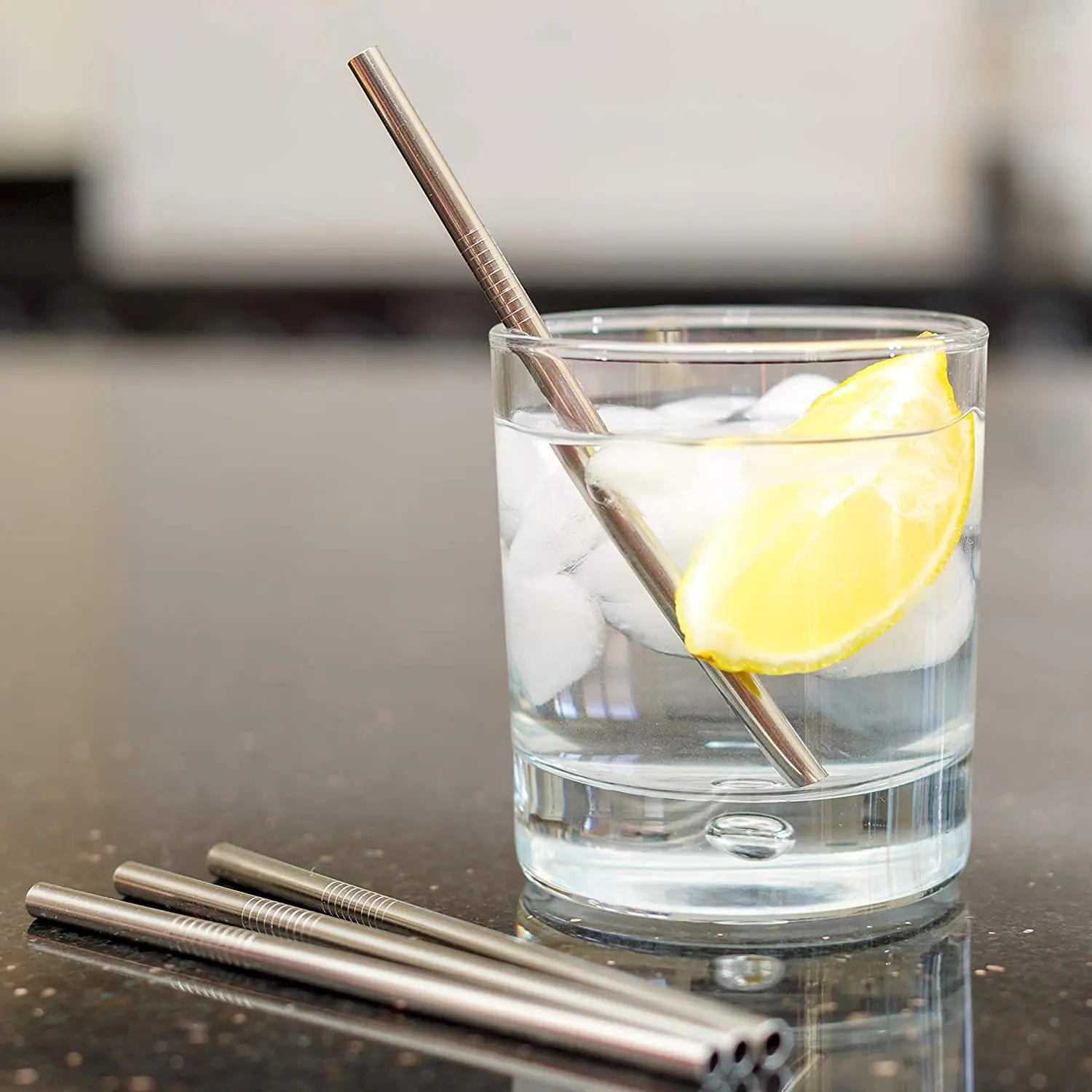 Description Picture 3 of item4pcs Short Metal Straws 304 Stainless Steel Straws Eco Reusable Drinking Straws for Kids Drinkware Bar Cocktail Glasses Cup