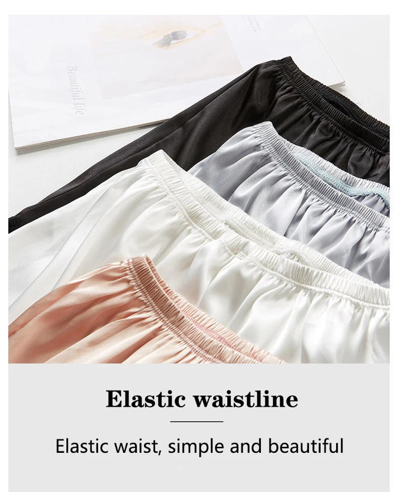 Description Picture 5 of itemWomen Summer Lace Satin Ice Silk Loose Homewear Under Skirt Pajamas Shorts Safety Short Pant Thin Cool Comfortable Sleep Botttom