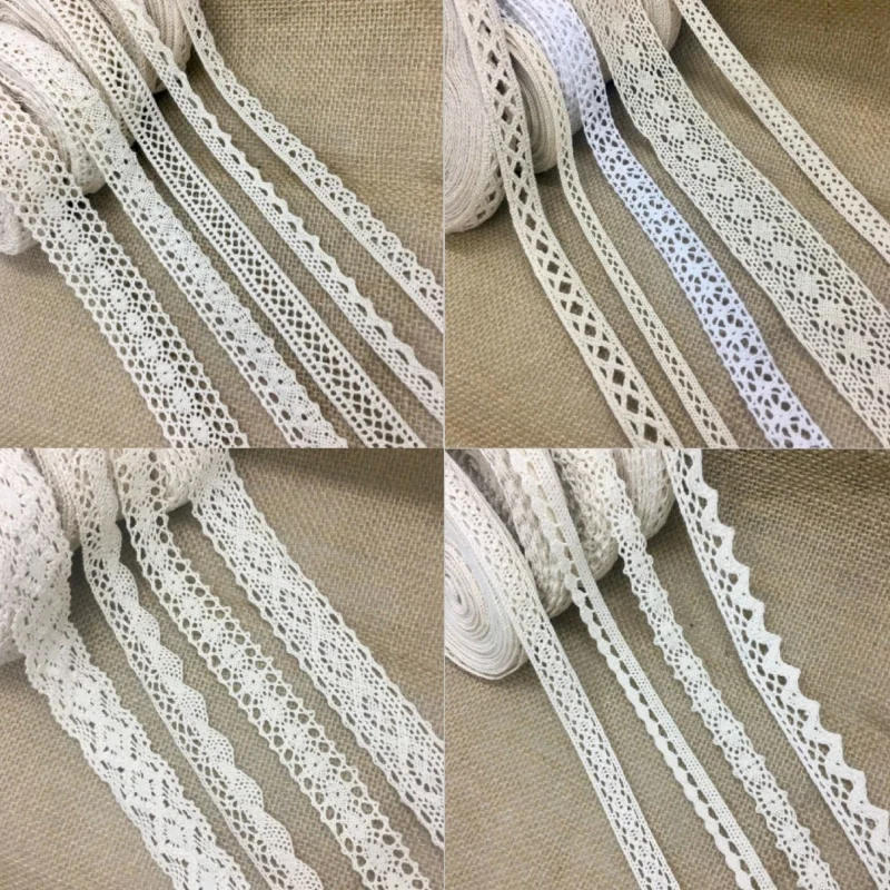 Description Picture 6 of item2Y 0.7cm-2.8cm Crocheted Webbing Cotton Lace Ribbon for Handmade Craft Patchwork Sewing Easter Wedding Deco Gift Floral Packing