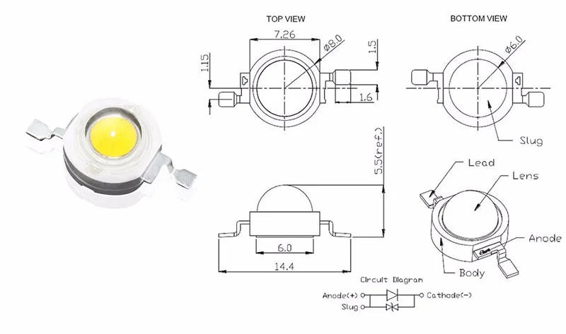 Description Picture 3 of item10-1000Pcs LED COB Lamp Chip 1W 3W 3.2-3.6V Input 100-220LM Mini LED Bulb Diode SMD For DIY LED Floodlight Spotlight Downlight