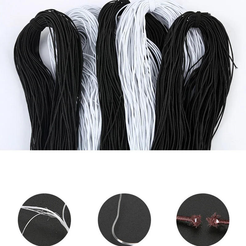 Description Picture 6 of itemHigh-Quality White Black Round Elastic Band Elastic Rope Rubber Band DIY Sewing Accessories 1MM/1.5MM/2MM/2.5MM/3MM/4MM 2Meter