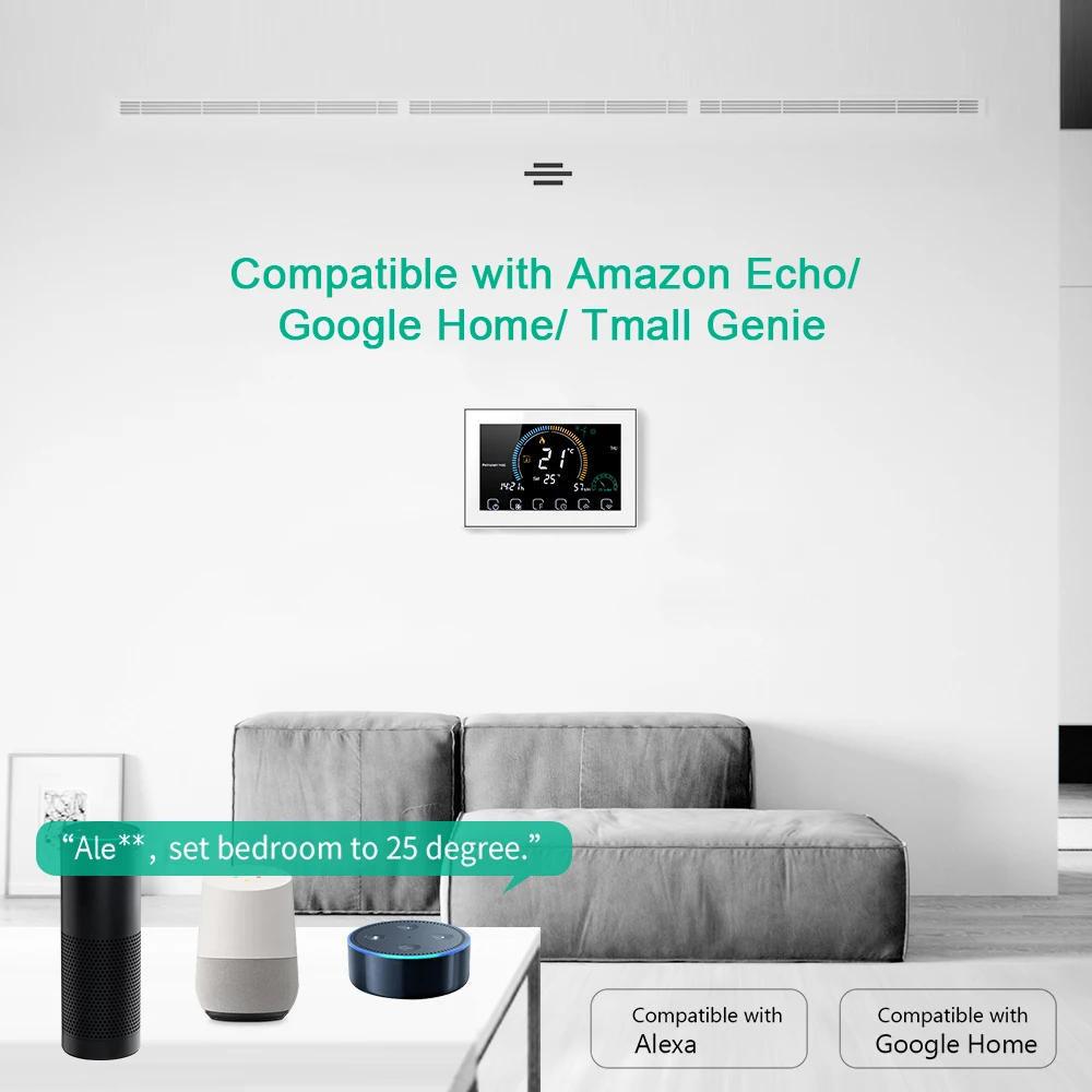 Description Picture 6 of itemWiFi smart thermostat temperature controller for APP control of gas boilers backlit touch screen display weather thermostat