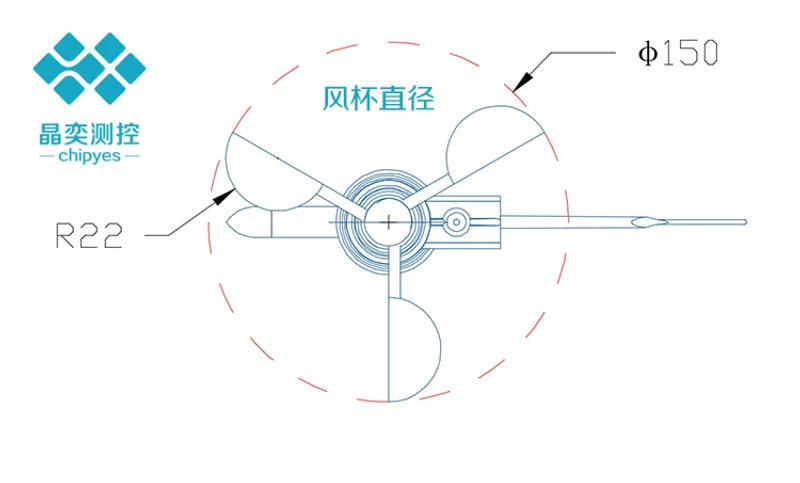 Description Picture 2 of itemThree-cup Wind Transmitter Integrated Wind Speed and Direction Sensor RS485modbus