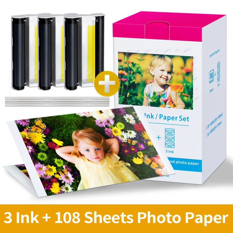 Description Picture 2 of itemCompatible Canon KP-108IN 3 Color Ink 180 Sublimation Photo Paper 4*6" (100*148mm) for Canon Selphy CP1300 CP1200 CP900 Printer