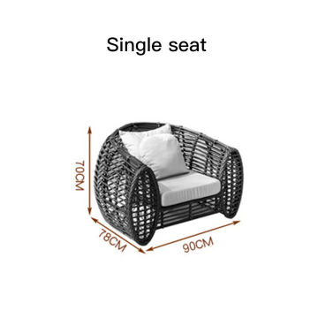 Outdoor Rattan Combination Balcony Leisure Double Chair Outdoor Patio Courtyard Three-Seat Sofa Furniture