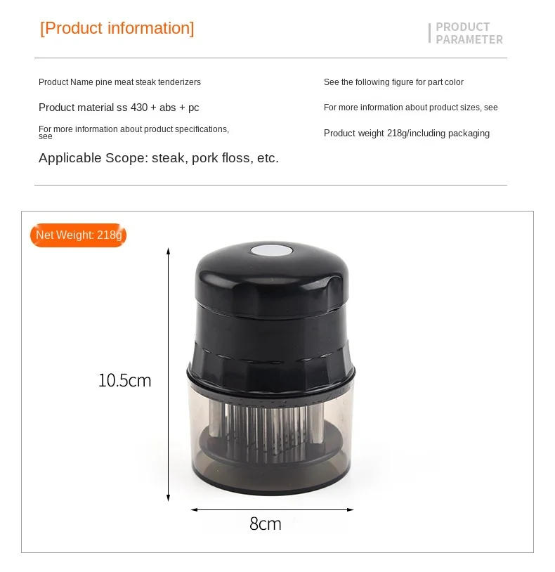 Description Picture 5 of item56 Blades Needle Meat Tenderizer Stainless Steel Knife Meat Beaf Steak Mallet Meat Tenderizer Hammer Pounder Cooking Tools