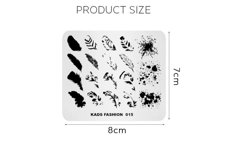 Description Picture 2 of itemKADS Nail Stamp Plate Nature Leaves Feathers Design Image Stamping Template Nail Art DIY Plates for Manicuring Painting Tools