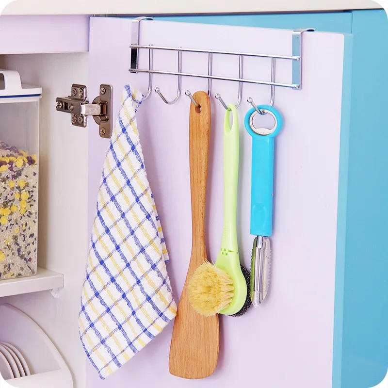 Description Picture 4 of item5 Hooks Clothing Coat Towel Hanger Rack Holder Shelf Over Door Home Bathroom Kitchen Hat Organizer  Over The Door Hooks
