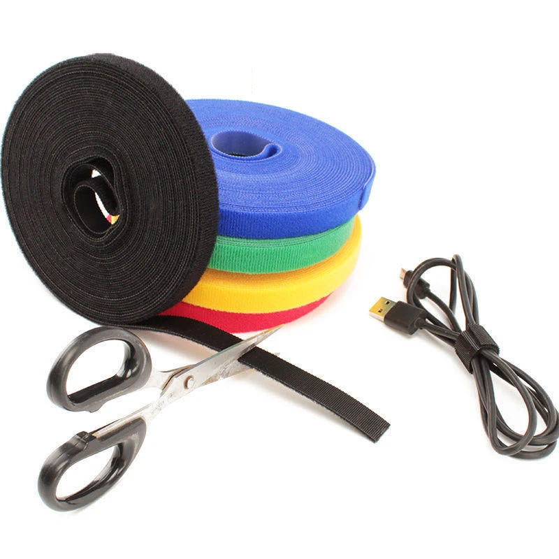 Description Picture 4 of item5Meters/Roll 15/20mm Reusable Hook Strap Cable Tie Nylon Color Self-adhesive Fastener Tape Cable Tie Magic Tape DIY Accessories