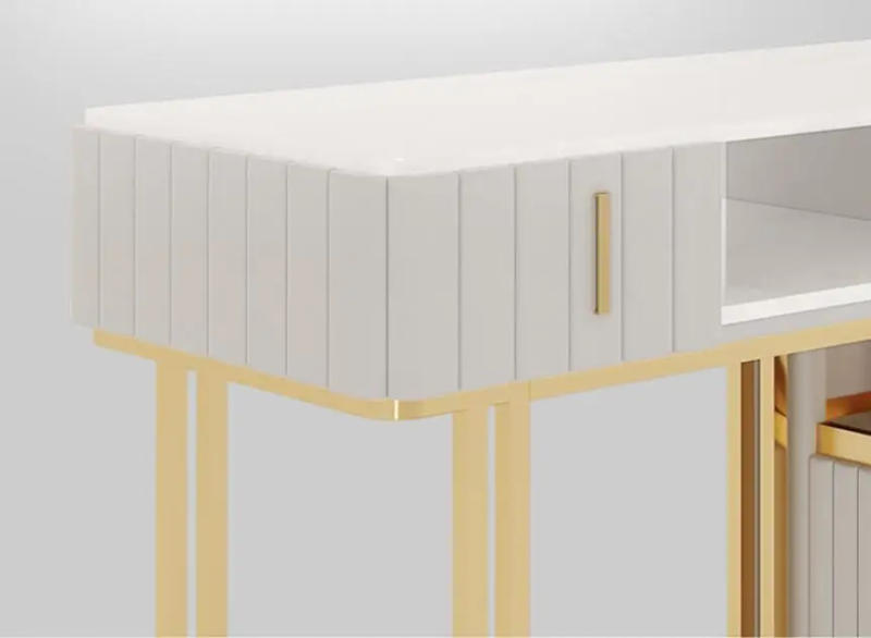 Description Picture 6 of itemNet red gold manicure table and chair set simple modern marble double deck manicure shop manicure table