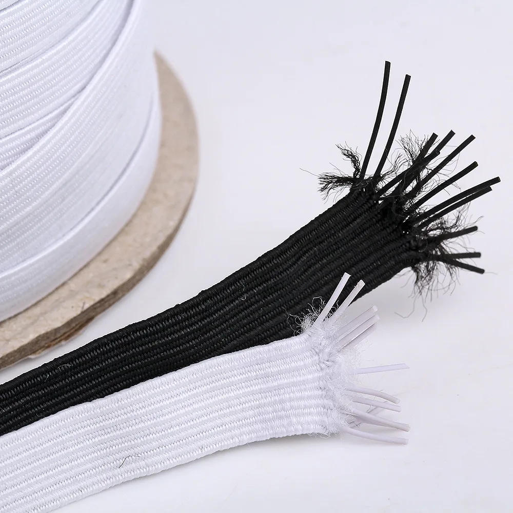 Description Picture 4 of item3/5/6/8//10/12/14mm Elastic Band White Black High Elastic Flat Rubber Band Waist Band Stretch Rope for DIY Craft Clothing Sewing