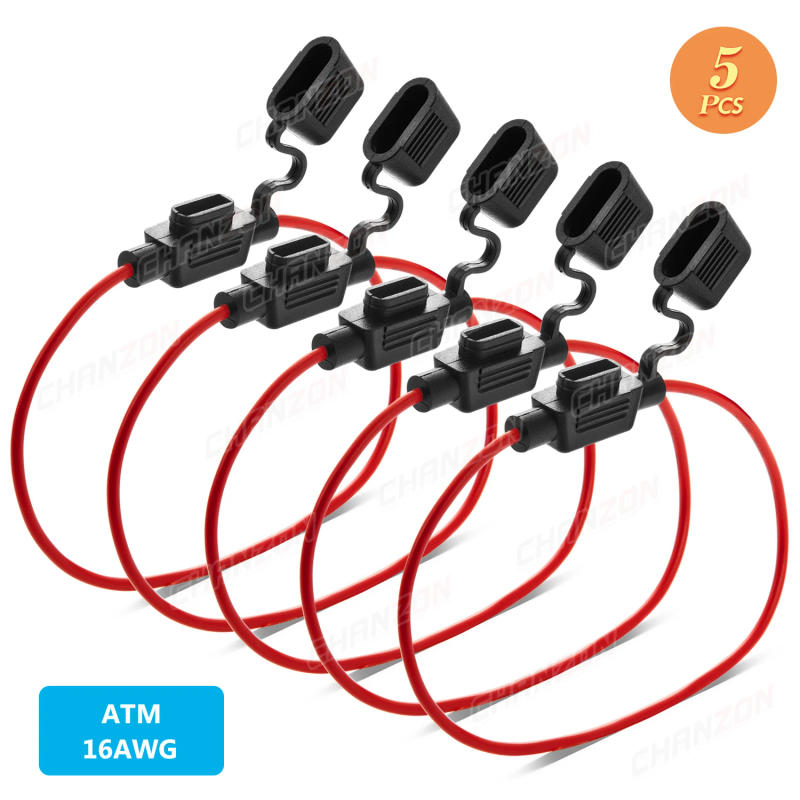 Description Picture 2 of item5pcs Auto Car Blade Inline Type ATM Mini Fuse Waterproof Holder Case Motor Tap Blow Blo 12V 32V 16 AWG Wire Cutoff Switch Socket