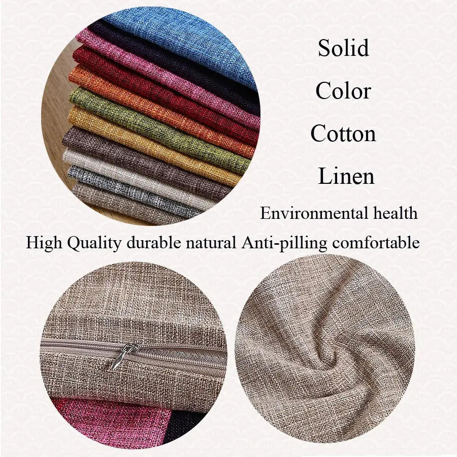 Description Picture 2 of itemPillow Case Home Decoration Salon Cushion Cover 50X50 Solid Pillowcase with Zipper Cotton Linen for Sofa Car Chair 45x45 40X40