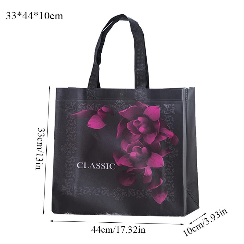 Description Picture 3 of itemNon-woven Fabric Rose Flower Shopping Bag Reusable Pouch Travel Storage Handbag New Idyllic Flowers Foldable Shopping Bag