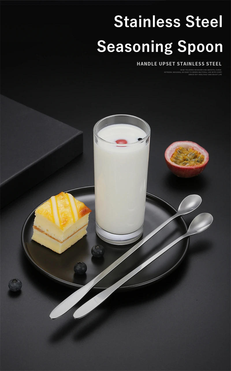 Description Picture 4 of itemLong Handle Stainless Steel Coffee Spoons Tea Milk Ice Cocktail Wine Stirring Teaspoon Mini Scoops Utensils for Kitchen