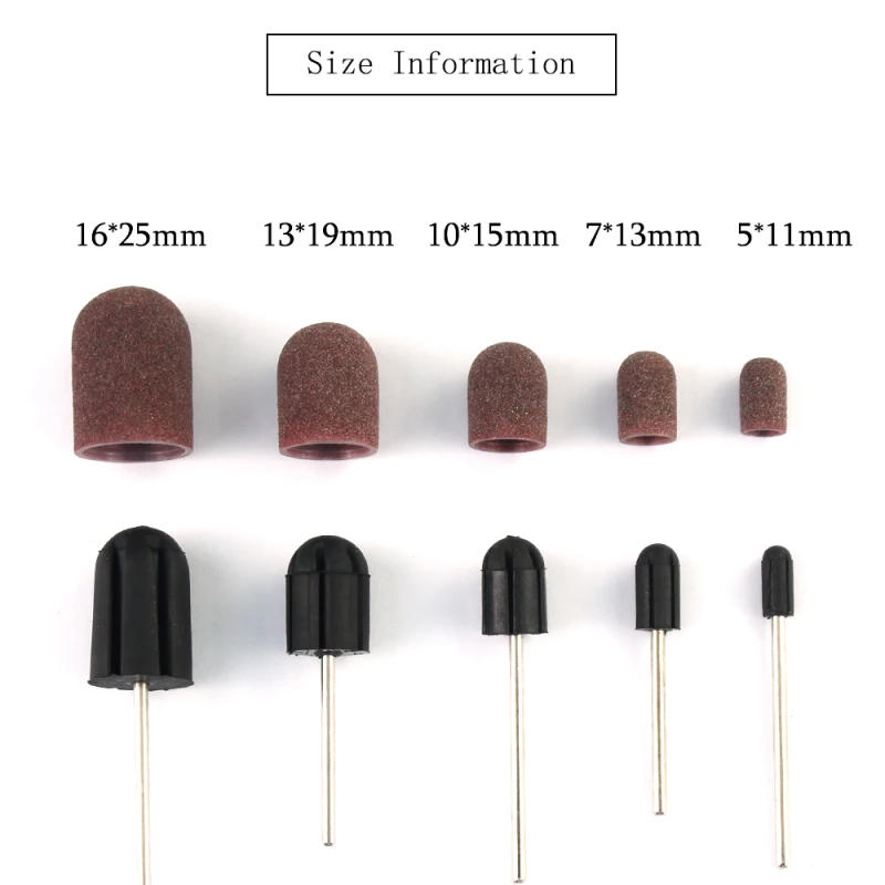 Description Picture 6 of item6pcs Nail Drill Bits Sanding Caps Multi-size Milling Nail Plastic Base Electric With Rubber Grip Cuticle Polishing Foot Cuticle