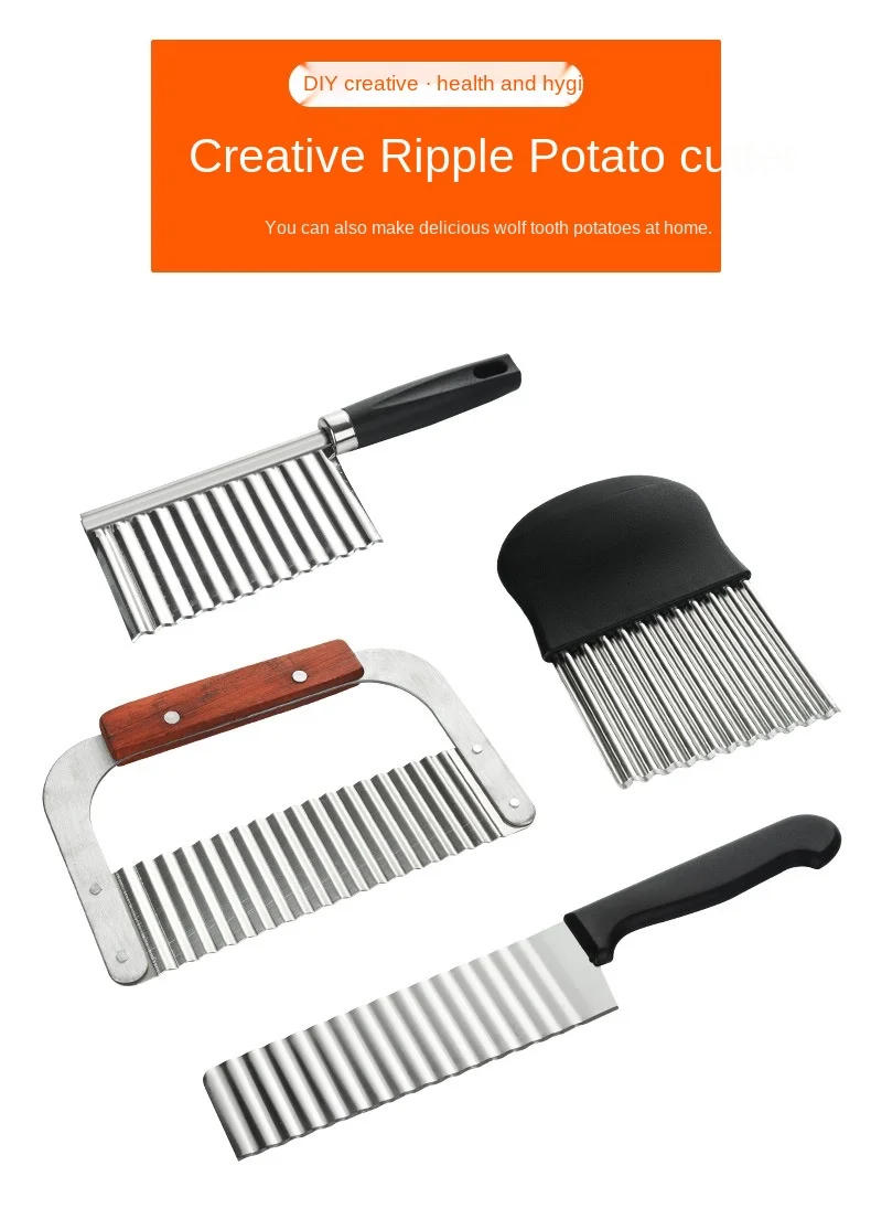 Description Picture 2 of itemMultifunctional Stainless Steel Potato Cutter Wave Knife French Fries Slicer Vegetable Cutter French Fries Cutting Kitchen Tools