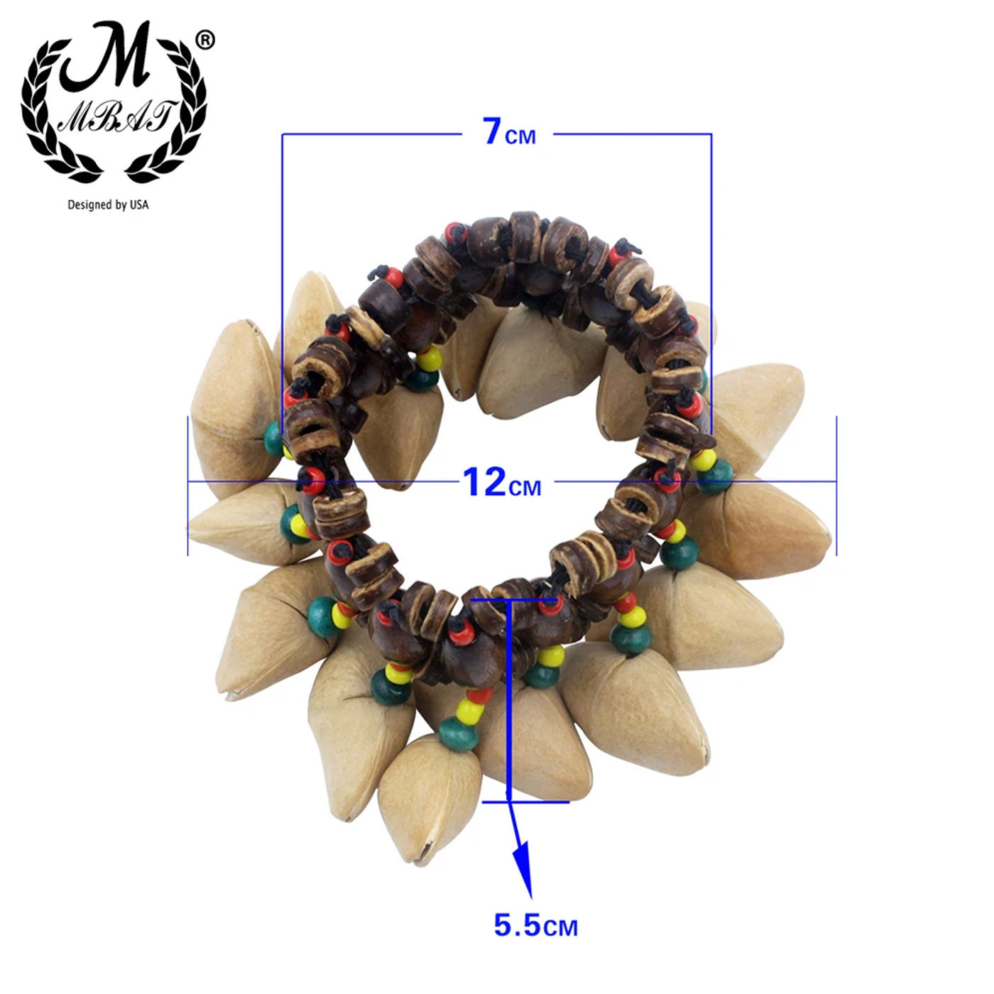 Description Picture 6 of itemM MBAT Handmade Nuts Shell Bracelet Handbell for Djembe African Drum Conga Percussion Accessories Gift Musical Instrument
