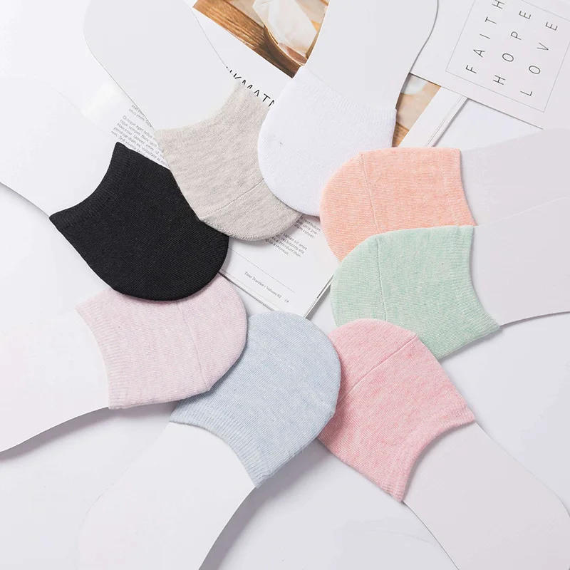Description Picture 6 of item5 Pairs Forefoot Socks Women's Summer Candy Color Female Half Foot Toe Cover Half Socks Heels Invisible Cotton Breathable Socks