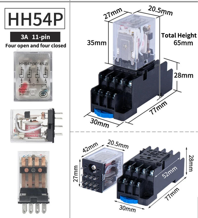 Description Picture 5 of item220/240V AC 10A 8PIN Coil Power Relay LY2NJ HH62P HHC68A-2Z With Socket Base 8Pin Miniature Relay