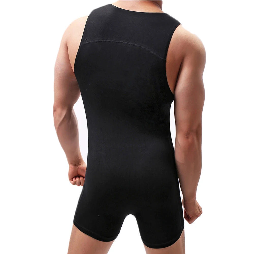 Description Picture 5 of itemSexy Mens Undershirts Modal Seamless Bodysuits Sports Fitness Wresting Singlet Jumpsuits Shorts Slip Homme Sleepwear Underwear