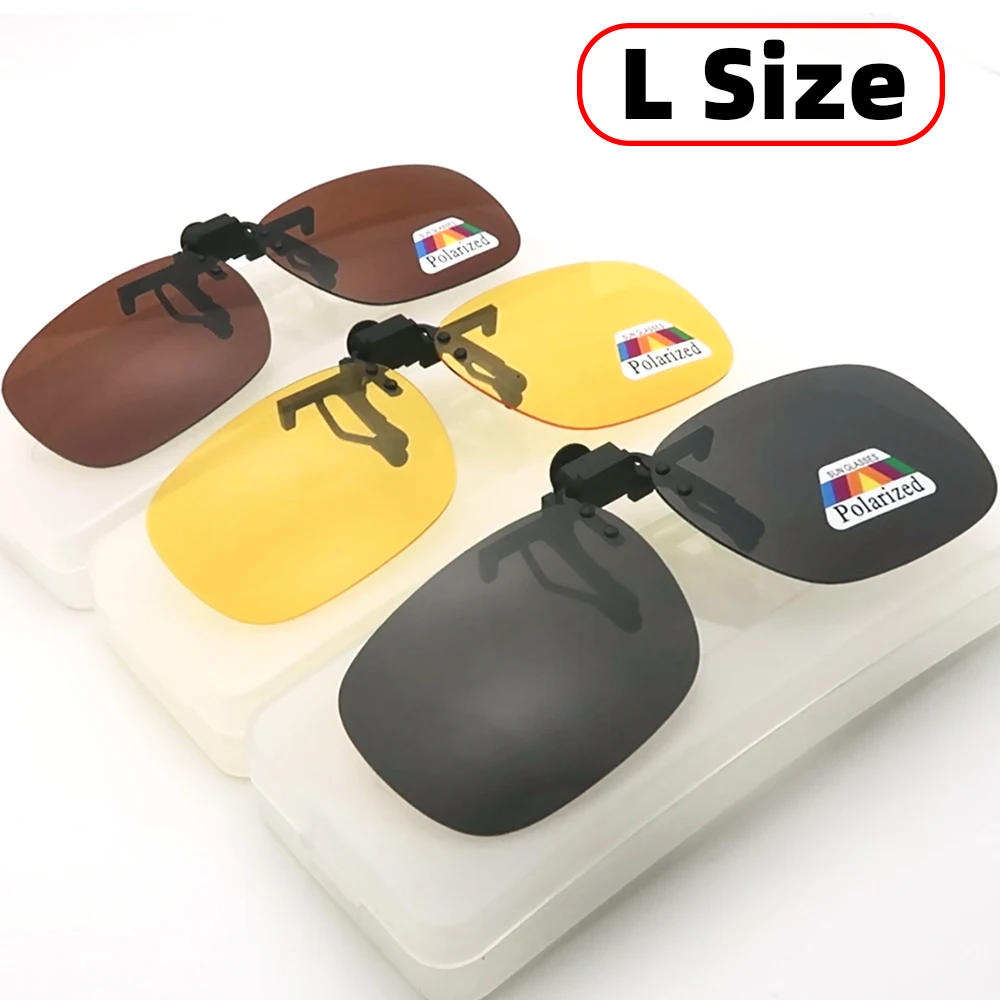 Description Picture 4 of itemMen Polarized Flip up Clip on Fishing Sunglasses for Driving 2025 Night Vision Yellow Women Square Sun Glasses with Clips