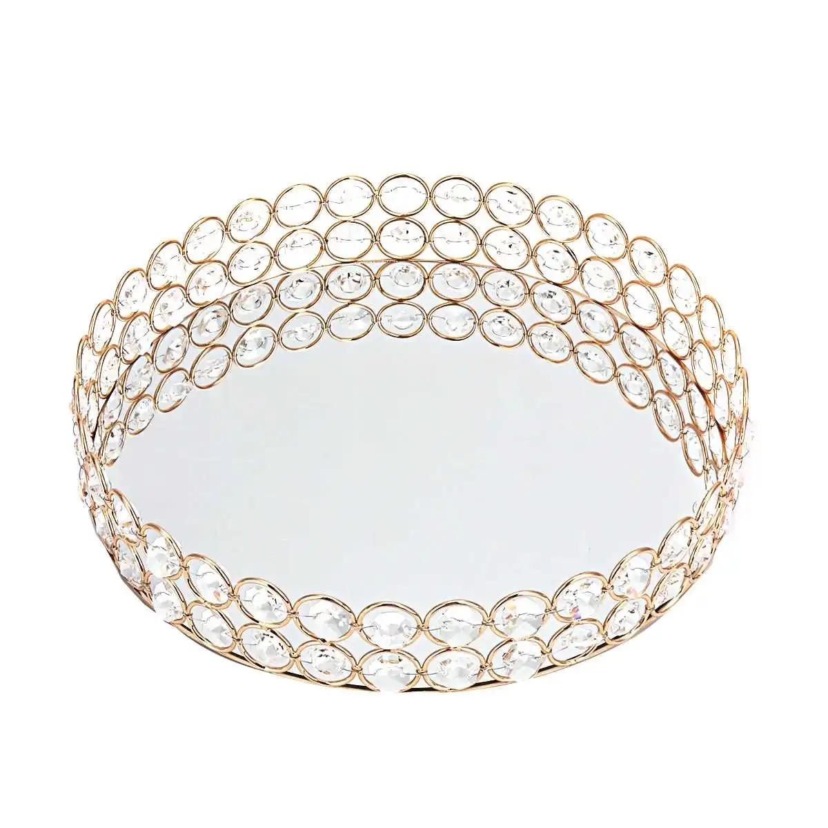 Description Picture 5 of itemCrystal Makeup Tray Storage Baskets Box Home Organizer for Necklace Dessert Plate Tray Decorative Vanity Jewelry Serving Tray