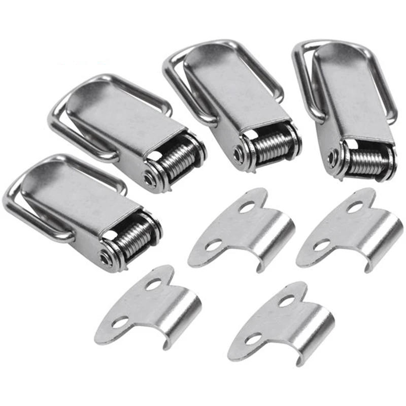 Description Picture 3 of itemCabinet Silver Tone Spring Loaded Toggle Switch Latch Hasp 4 pcs