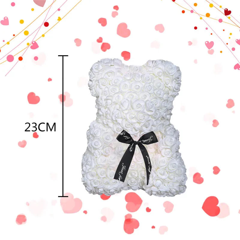 Description Picture 3 of item25cm Artificial Flowers Rose Bear Girlfriend Anniversary Christmas Valentine's Day Gift Birthday Present For Wedding Party
