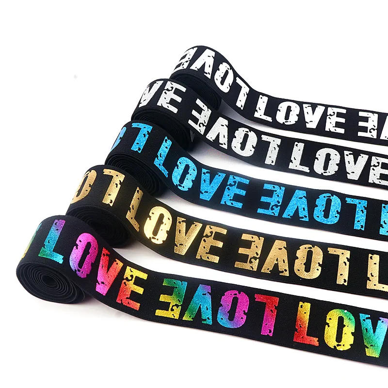 Description Picture 2 of item2/2.5/3/4cm Printed LOVE Elastic Band Rubber Webbing Classic Pattern Letter Love Elastic Belt for Sewing Accessories Supplies 1M
