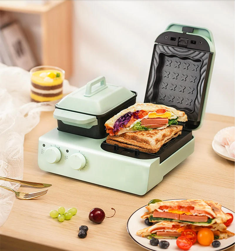 Description Picture 6 of item220V Household Electric Waffle Maker 4 In 1 Non-stick Home Breakfast Machine Bread Cake Baking Machine Frying Pan With 3 Plates