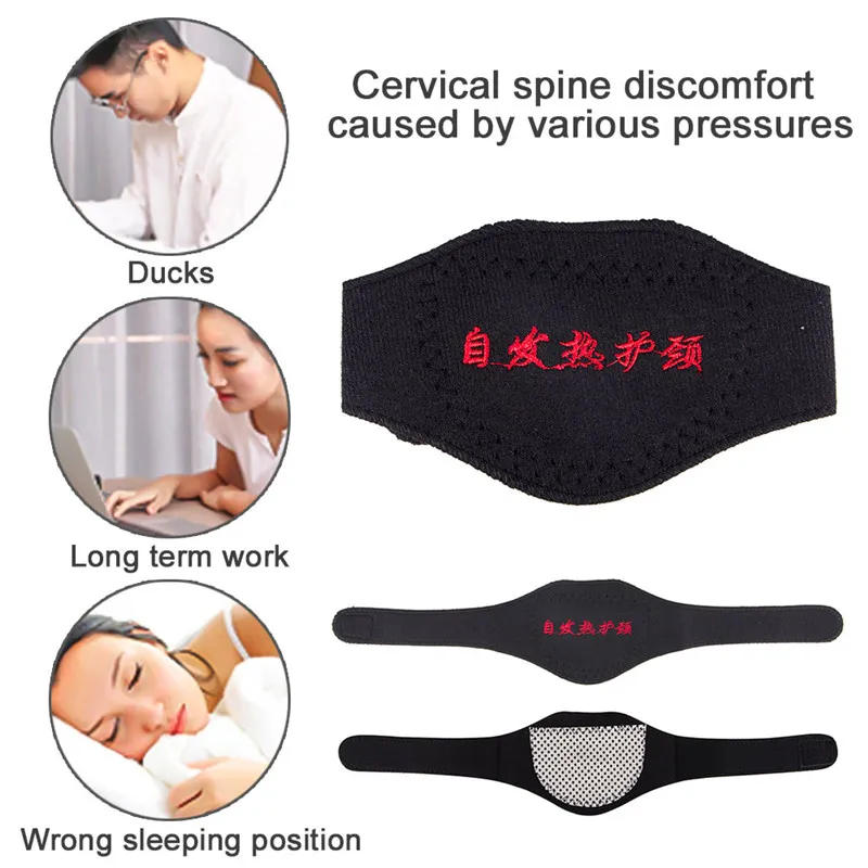 Description Picture 6 of item1piece Self-heating Tourmaline Neck Magnetic Therapy Support Tourmaline Belt Wrap Brace Pain Relief Neck Massager Products