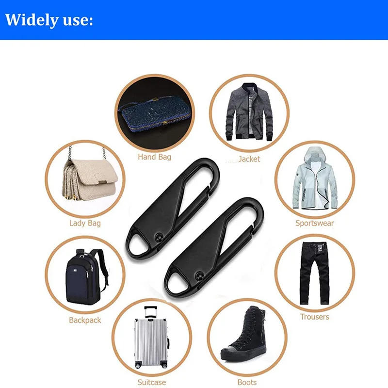 Description Picture 5 of item2/8pcs Fashion Zipper Slider Puller Instant Zipper Repair Kit Replacement for Broken Buckle Travel Bag Suitcase Zipper Head