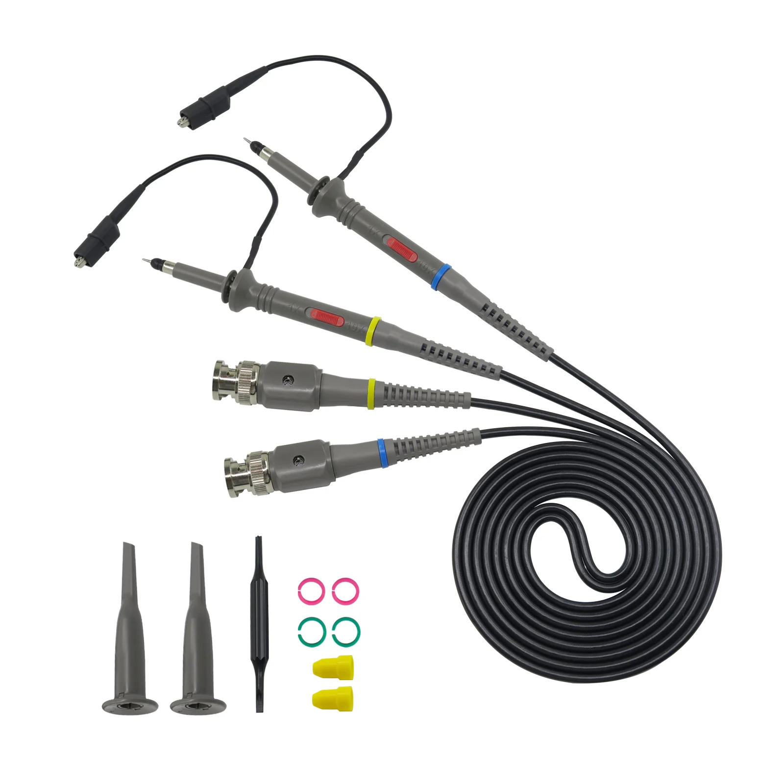 Description Picture 5 of itemCleqee P6100 2pcs 100MHz BNC Oscilloscope Probe Kit DC-100MHz Alligator Clip Test Probe for Tektronix HP X1/X10