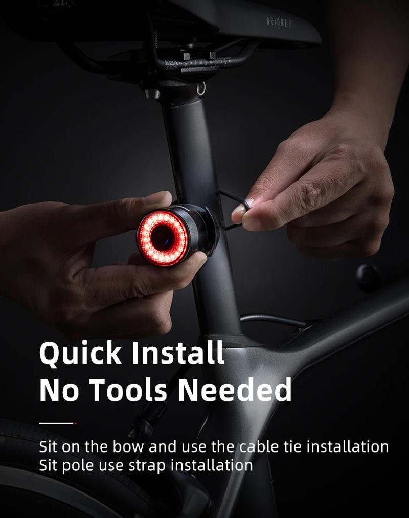 Description Picture 5 of itemROCKBROS Bike Smart Taillight LED Type-C Charging Cycling Saddle Seatpost Rear Light Alloy Waterproof Bicycle Warning Light