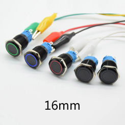 5V 12V 24V 110V 220V LED self-Locking/reset 16mm Waterproof Metal Push Button Switch maintained metal switch Latching red blue