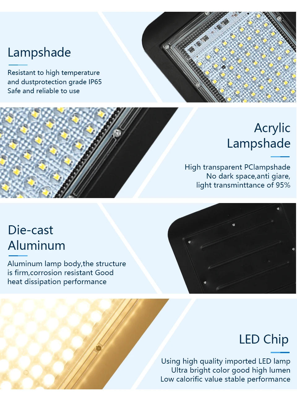 Description Picture 5 of itemLED Street Lamp 100W AC 110V 220V 230V 240V Outdoor Floodlight Spotlight IP65 Waterproof Garden Road Street Pathway Pole Lights