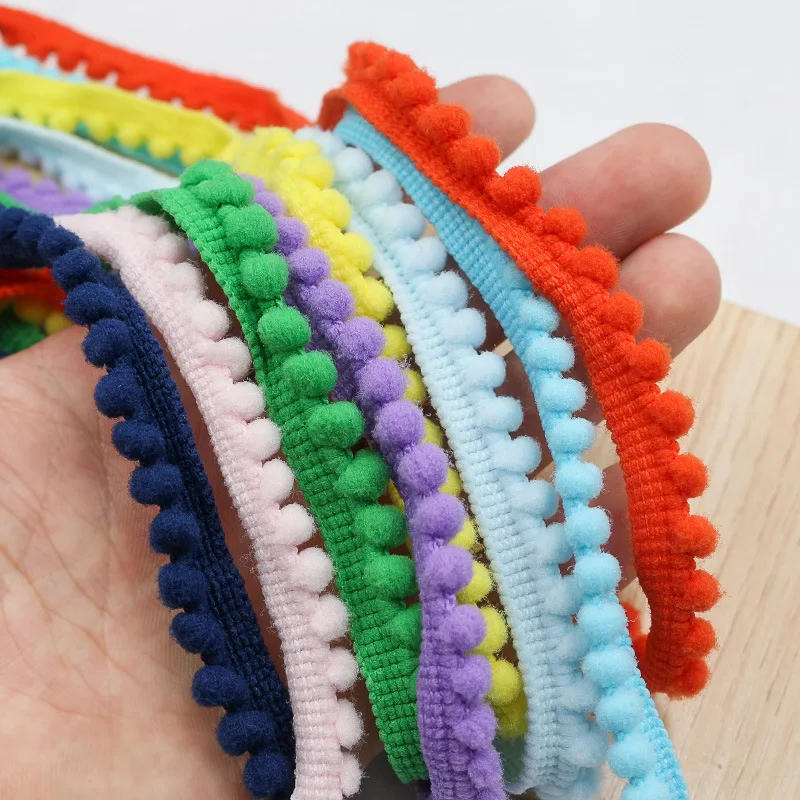 Description Picture 2 of item5/10Yards MINI Pom Poms Trim Lace Ribbon Color Pom Pom Ball Fringe Trim Tassel Sewing Trim for Home Curtain Clothes Pillow Decor