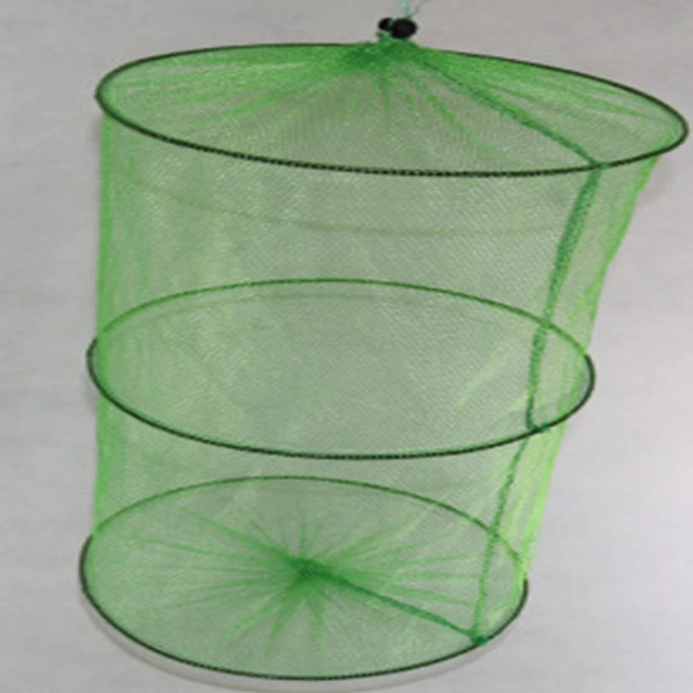 Description Picture 3 of item2 Layer Folding Round Nylon Mesh Metal Frame Crab Fishing Net Fish Crawdad Shrimp Minnow  Fishing Tackle Accessory