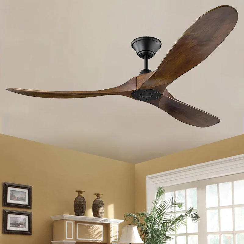 Description Picture 3 of item60 70 Inch Large Ceiling Fan Only Remote Control DC Motor Reverse Wood Blades Fans Lighting High Quanlity Design Wooden Fans