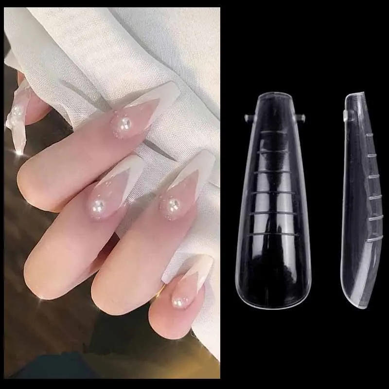 Description Picture 2 of item120/60pcs Clear Dual Forms Quick Building Nail Mold Tip DIY Poly Nail Art UV Builder Extension Gel Stilettos Nail Forms