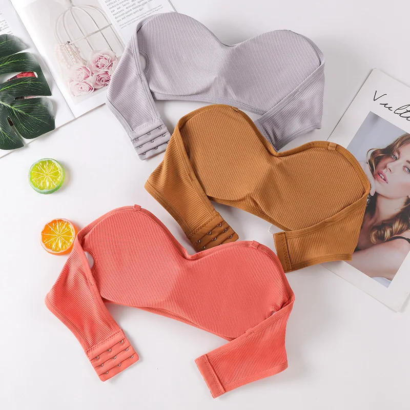 Description Picture 4 of itemWomen Sexy Tube Tops Strapless Bra Crop Top Back Closure Bandeau Top Soft Comfort Padded Underwear Female Wrap Top