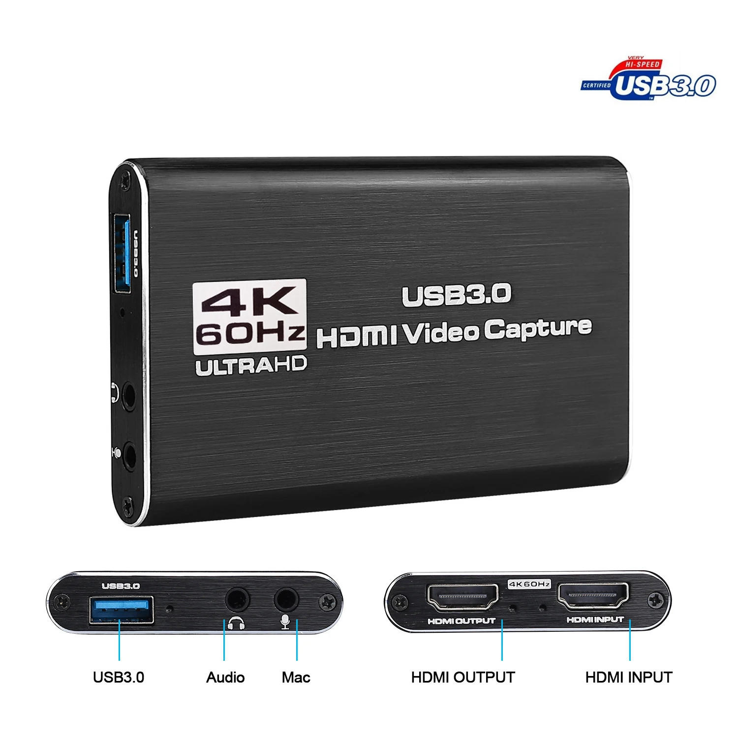 Description Picture 2 of item4K HDMI to USB 3.0 Video Capture Card Video Recorder For OBS vMix Wirecast Potplayer VLC Encoder QuickTime Player Live Streaming