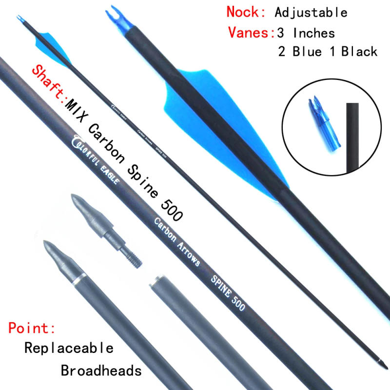 Description Picture 3 of itemArchery Carbon Arrows 28/30/31 Inch Nocks Proof Replaceable Steel Point SP500 For Recurve & Compound Bow Hunting Shooting