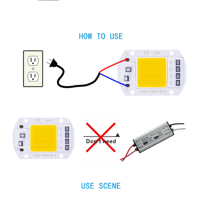 Description Picture 6 of item1/PCS COB Chip 10W 20W 30W 50W 220V LED Smart IC No Need Driver 3W 5W 7W 9W LED Bulb Lamp for Flood Light Spotlight Diy Lighting