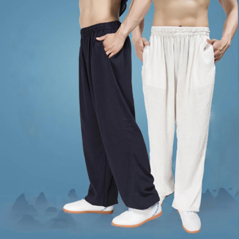 Description Picture 4 of itemTai Chi Bloomers Loose Cotton Linen Trousers Martial Arts Kung Fu Running Yoga Home Practice Pants Mens Yoga Pants