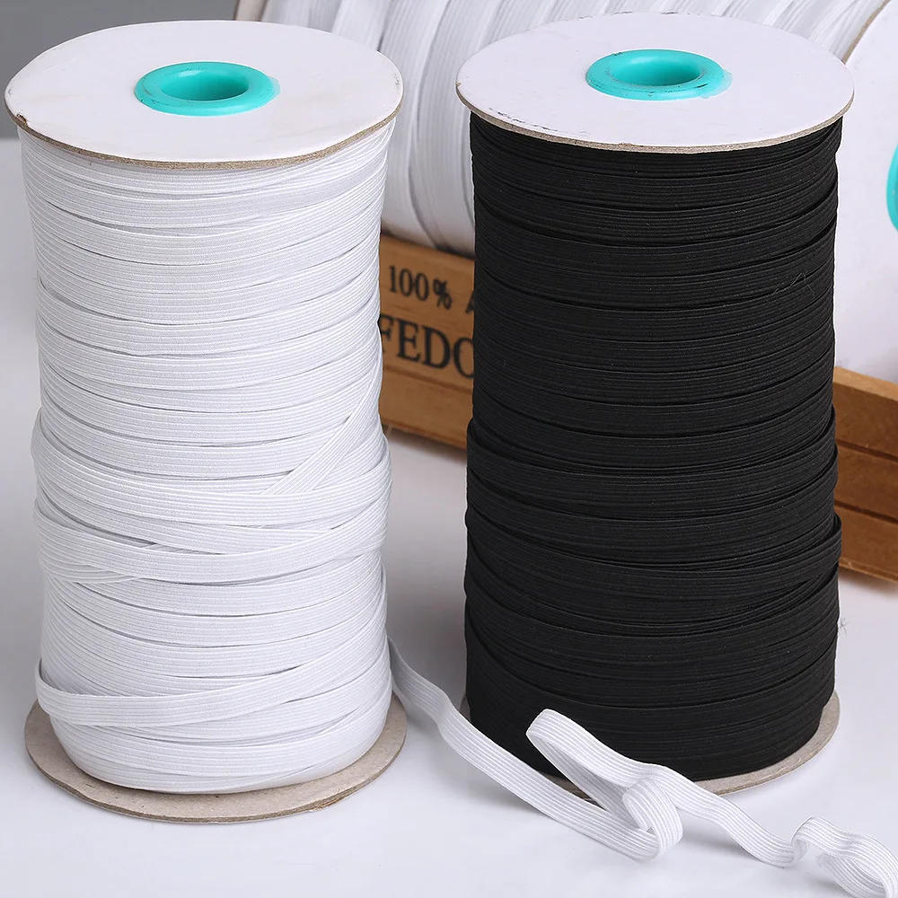 Description Picture 3 of item3/5/6/8//10/12/14mm Elastic Band White Black High Elastic Flat Rubber Band Waist Band Stretch Rope for DIY Craft Clothing Sewing
