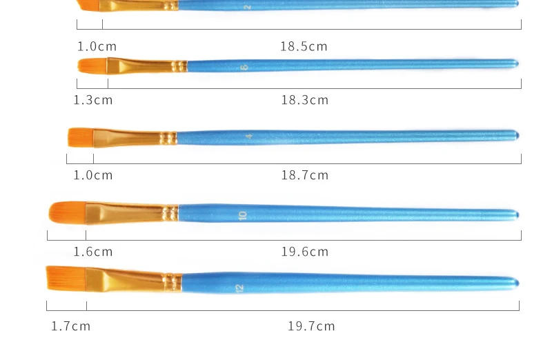 Description Picture 3 of itemNylon Hair Painting Brush 10Pcs/Set Painting By Numbers Tool Brushes Gouache Paint Brushes Different Shape Round Tip Kits