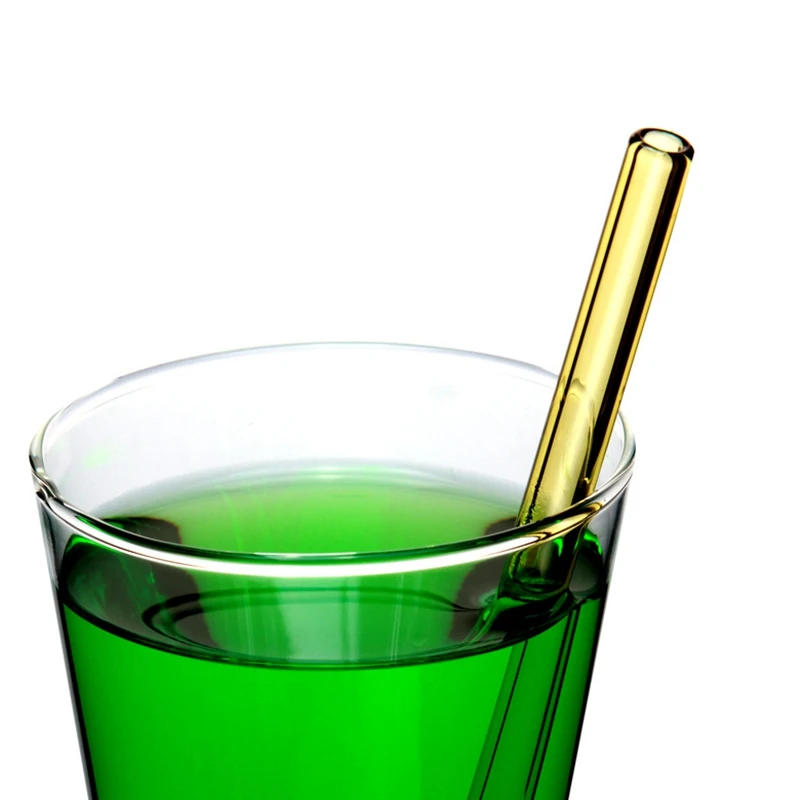 Description Picture 3 of item2Pcs Colorful Drinking Straws High Borosilicate Glass Straw Reusable Straws for Smoothies Juice Milkshake Coffee Cocktail Straw