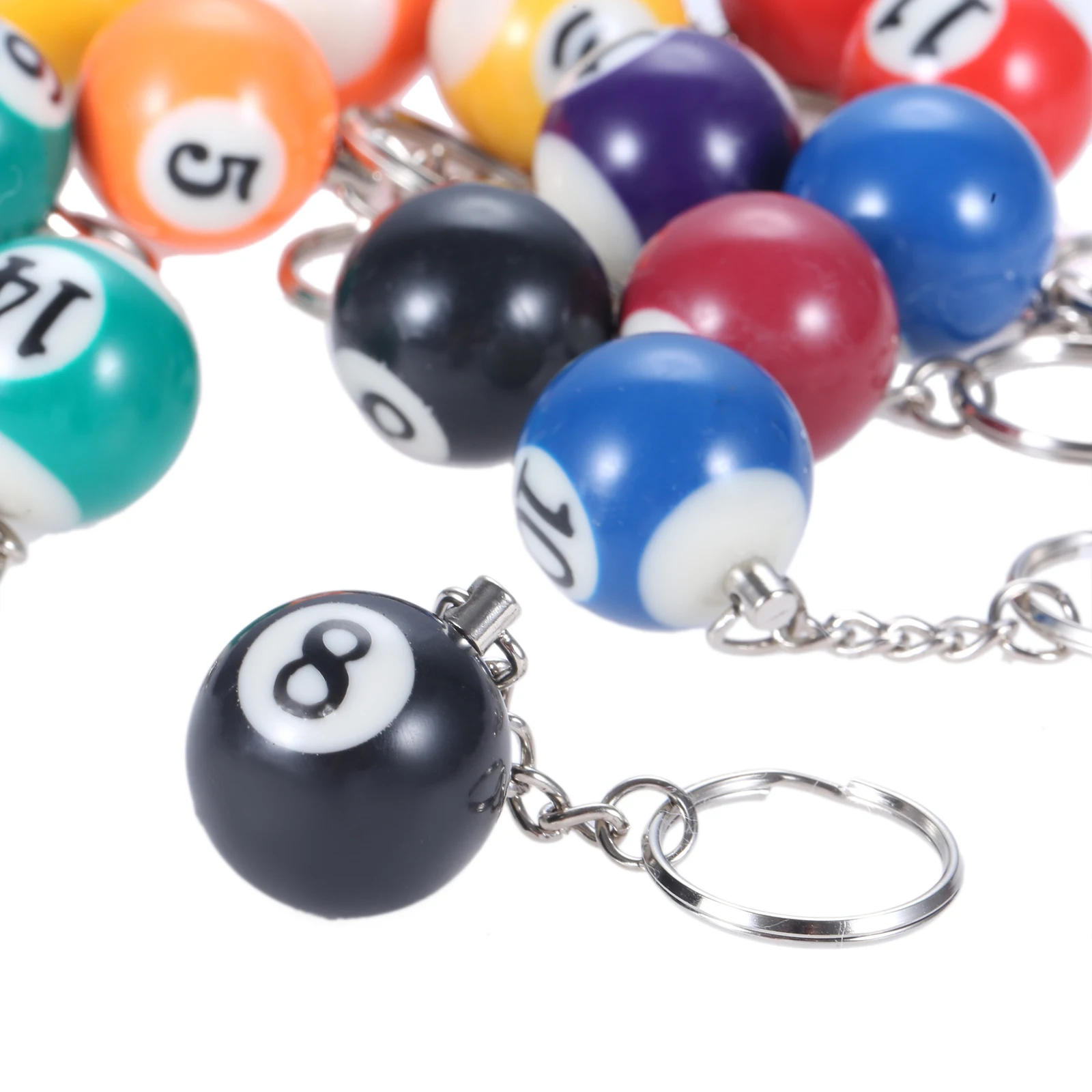 Description Picture 6 of item16Pcs Mini Pool Billiard Shaped Keychain Table Ball Key Ring Creative Hanging Decorations Lucky No8 Gifts for Men Snooker Player